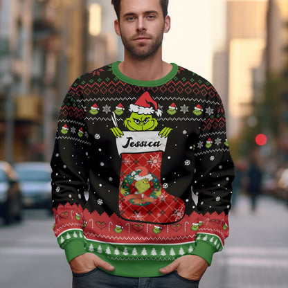 A Best Gift For Fan, Custom Grinch Ugly Sweater - 411QATLUS021