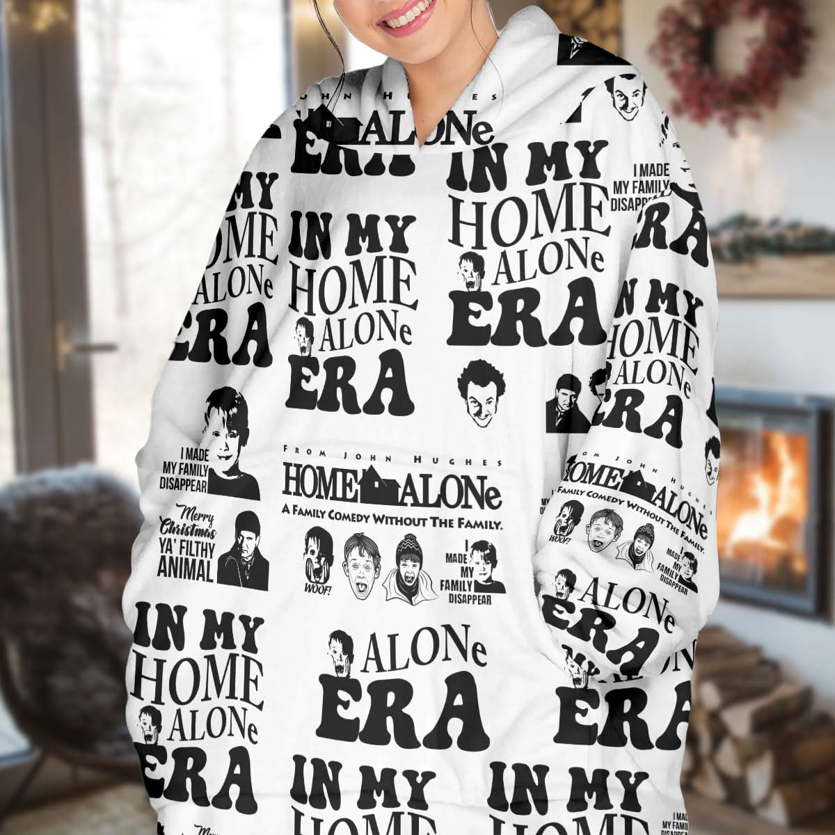 Home Alone Print Blanket Hoodie - 410TT-HB002