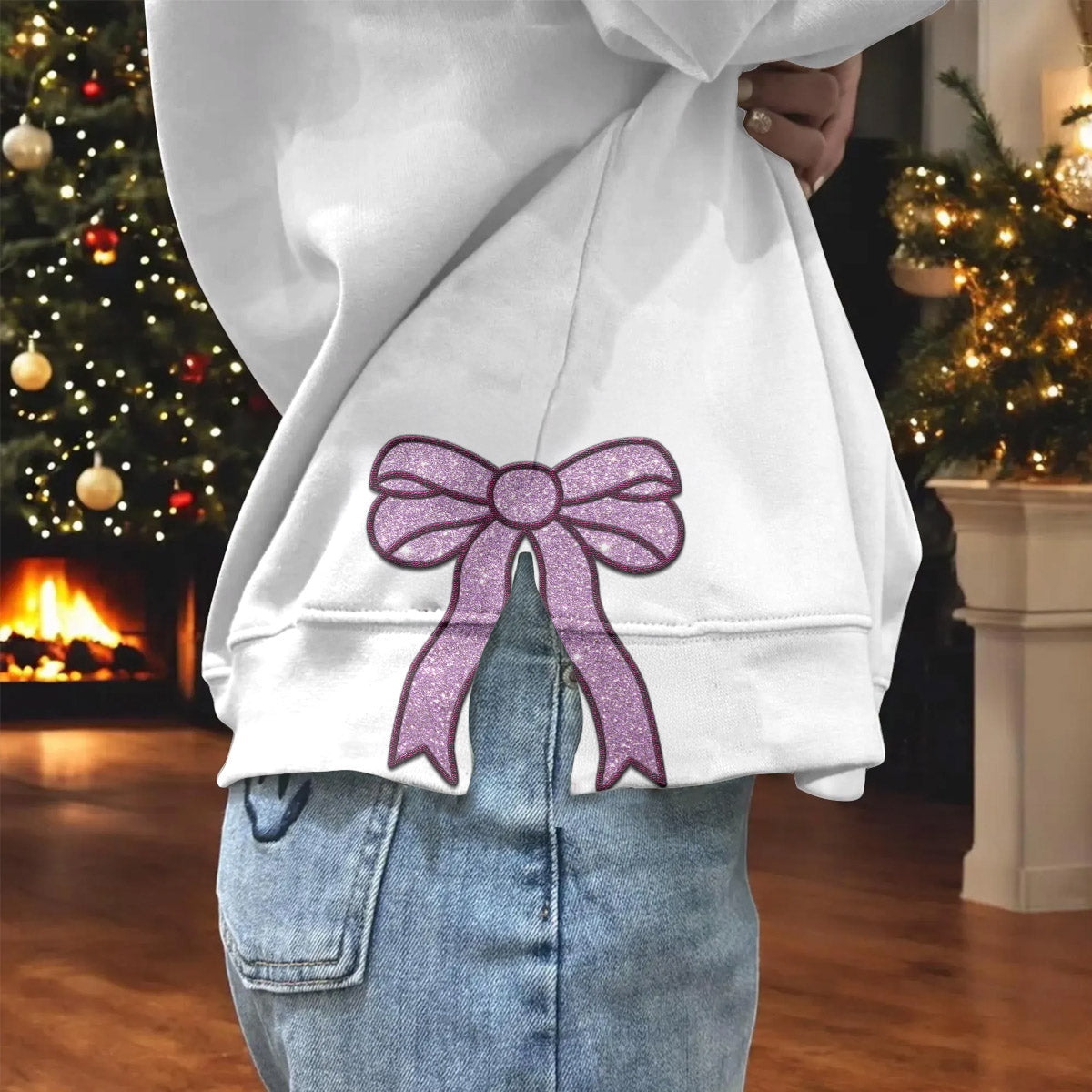 Custom Lover Swiftie Embroidered Side Bow Sweater/ Hoodie - 410TT-SB002