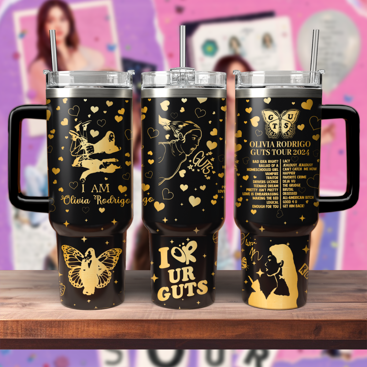 40oz Olivia Rodrigo Tumbler TLA54 - Guts World Tour 2024