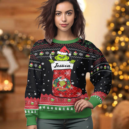 A Best Gift For Fan, Custom Grinch Ugly Sweater - 411QATLUS021