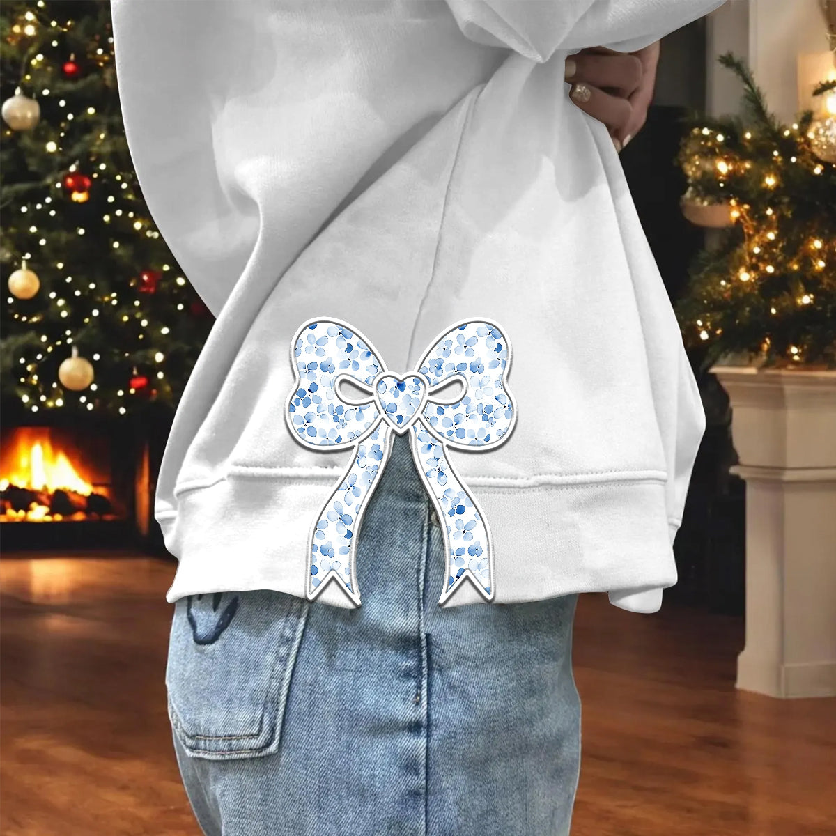 Custom Cinderella Princess Embroidered Side Bow Sweater/ Hoodie - 411TT-SB006