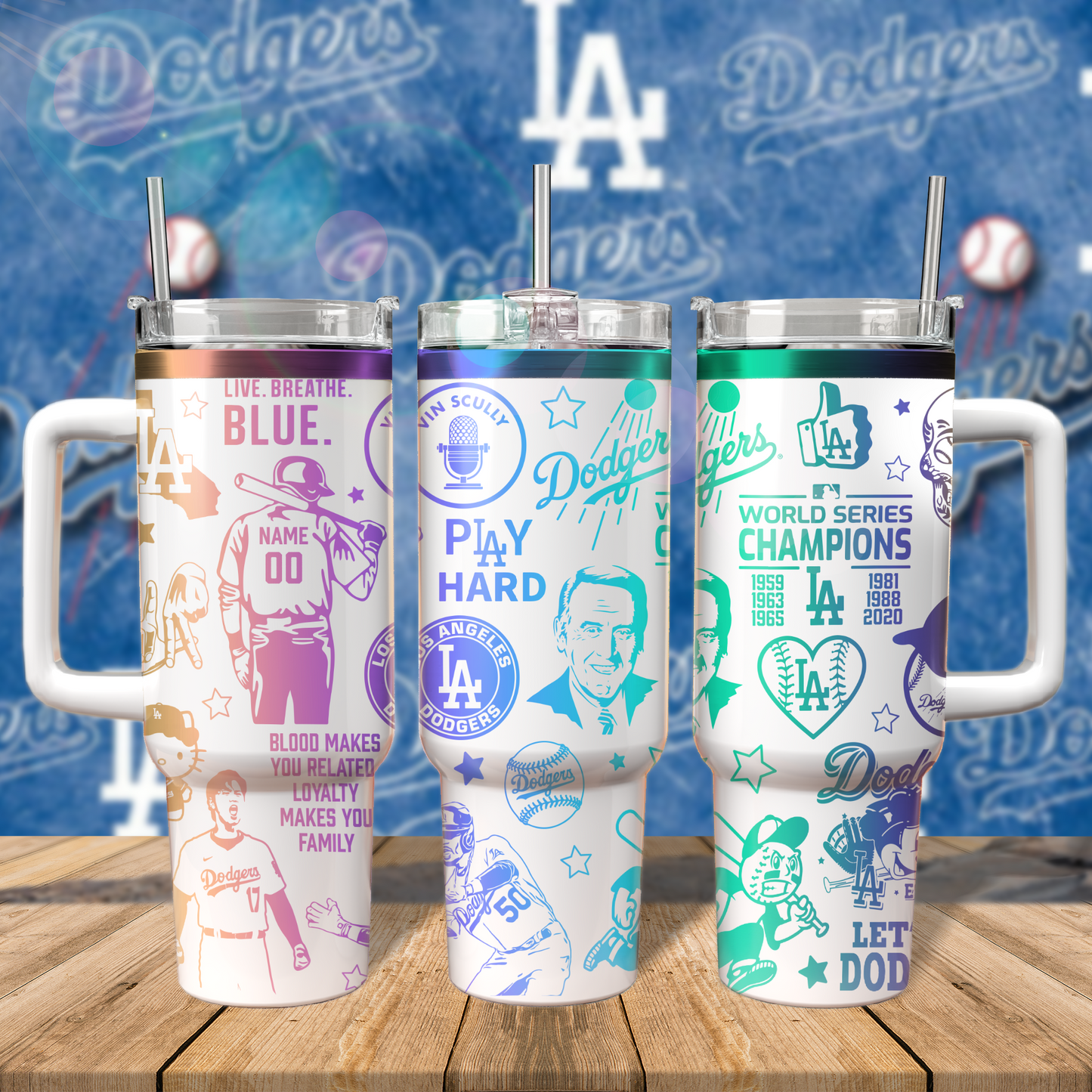 40oz Dodgers Custom Tumbler - Gift For Fans TLA43