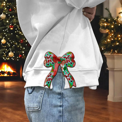 Character Christmas Embroidered Side Bow Sweater/ Hoodie - 411QA-SB013