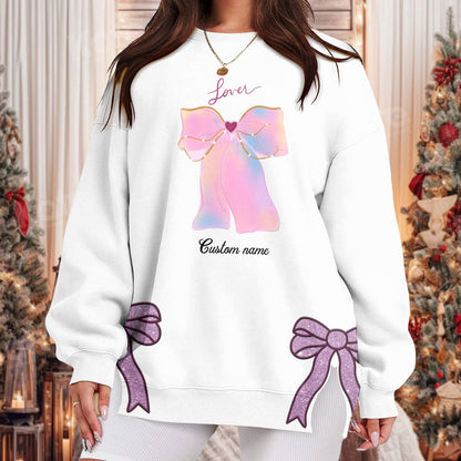 Custom Lover Swiftie Embroidered Side Bow Sweater/ Hoodie - 410TT-SB002