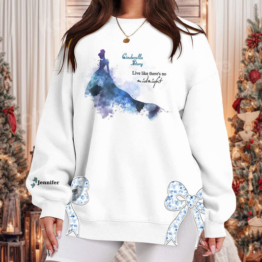 Custom Cinderella Princess Embroidered Side Bow Sweater/ Hoodie - 411TT-SB006