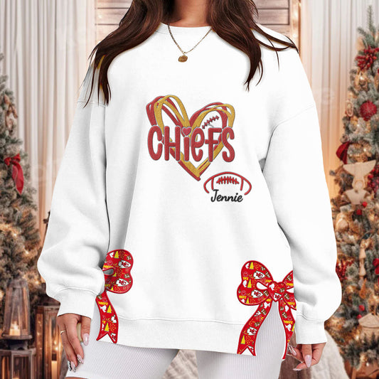 Custom Chiefs Embroidered Side Bow Sweater/ Hoodie - 411QA-SB001