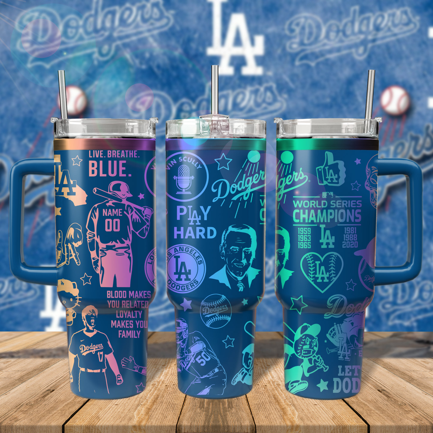 40oz Dodgers Custom Tumbler - Gift For Fans TLA43