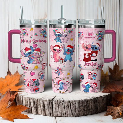 Custom Couple Stitch Christmas 40oz Tumbler- 411QA-TB005