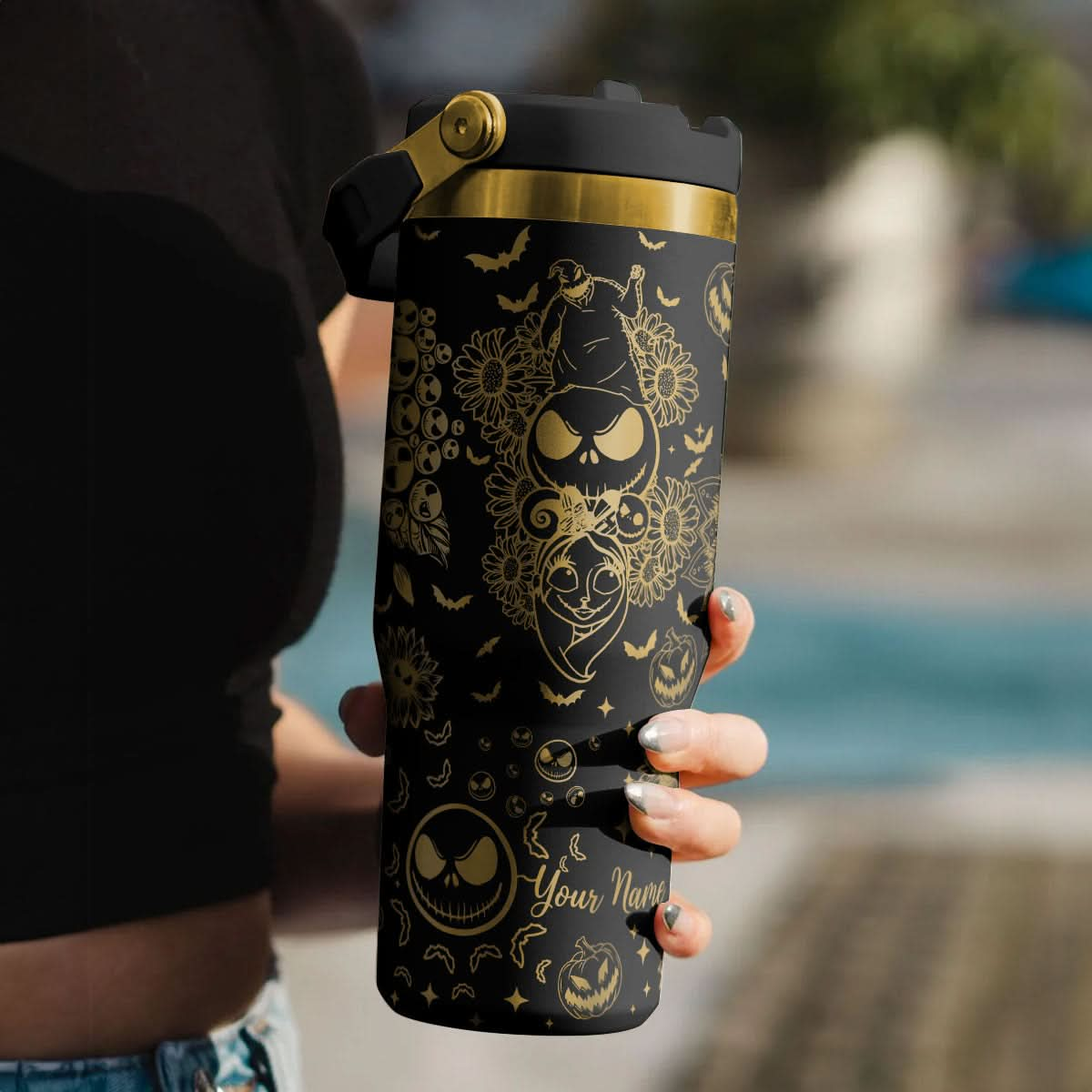 Jack Skellington Flower IceFlow 40oz Custom Tumbler - 408VTTLTB046