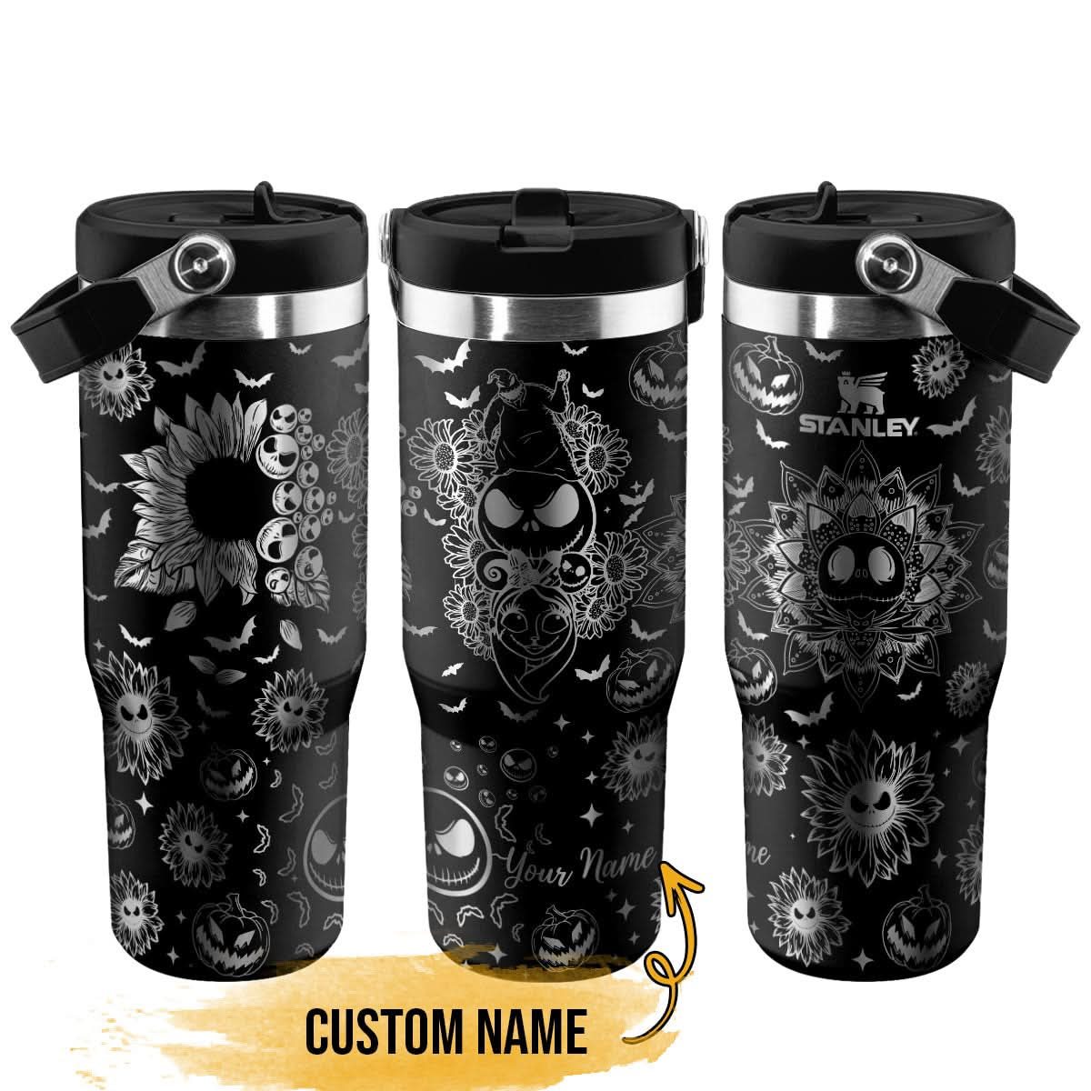 Jack Skellington Flower IceFlow 40oz Custom Tumbler - 408VTTLTB046