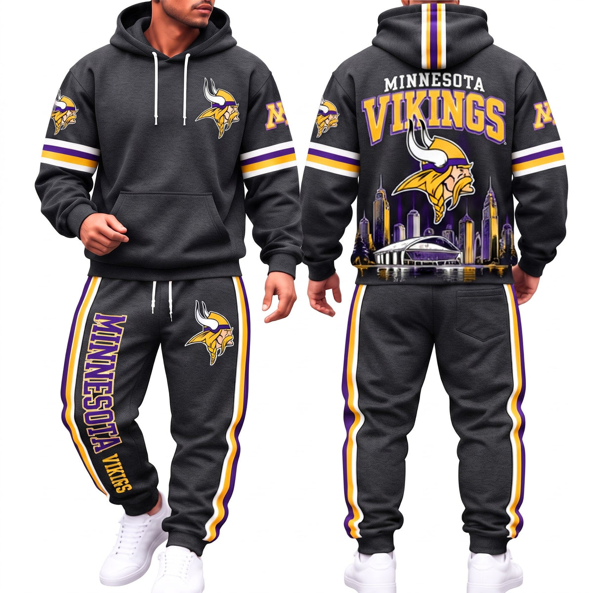 MIN Streetwear Hoodie Pants Set - Printed