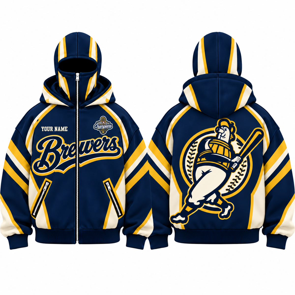MIL Barrelman Mascot Personalized Mask Zip Up Hoodie - Printed