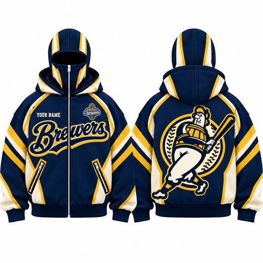MIL Barrelman Mascot Personalized Mask Zip Up Hoodie - Printed (tt)