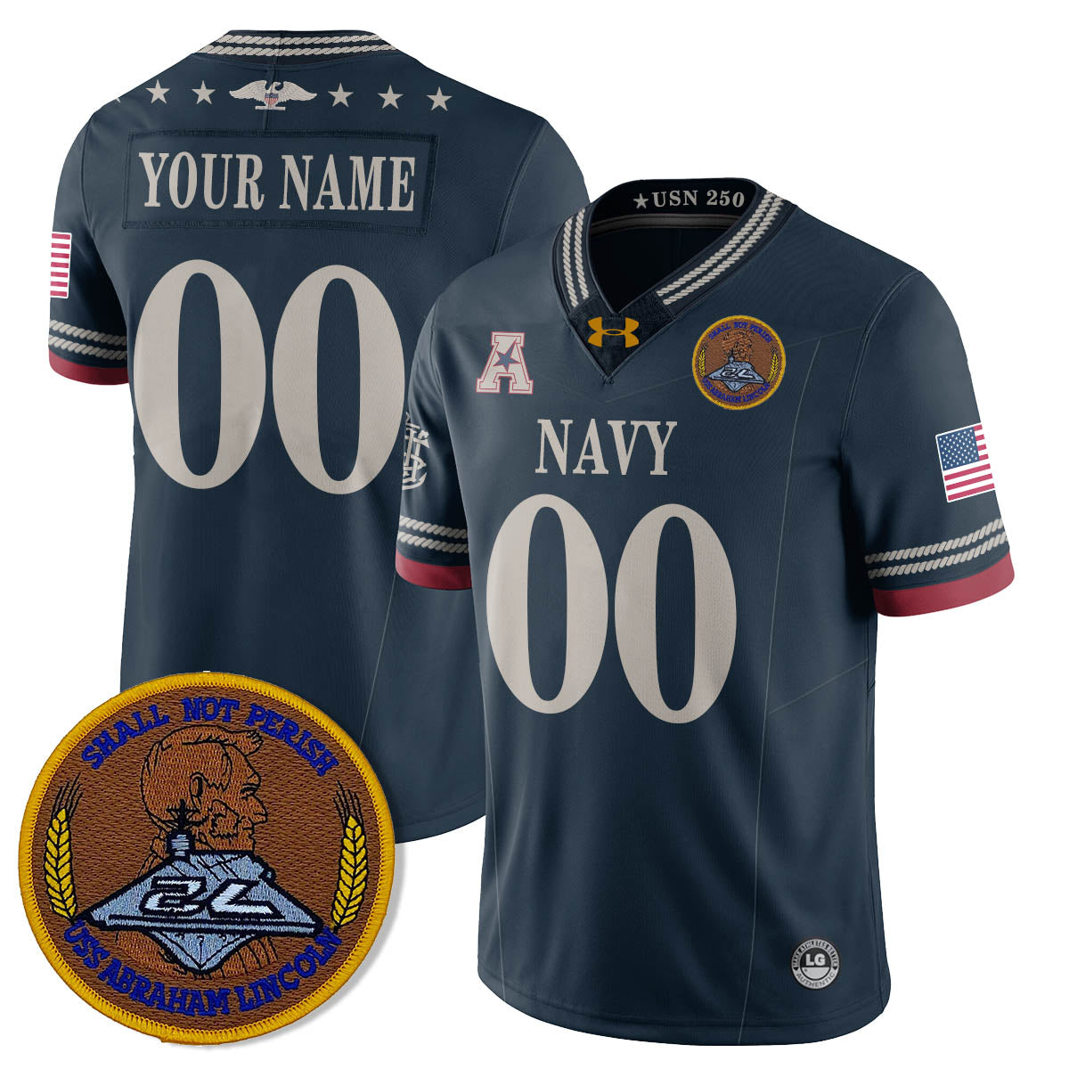 Custom Navy MID Honoring the 250th Anniversary of the United States Navy Jersey - All Stitched