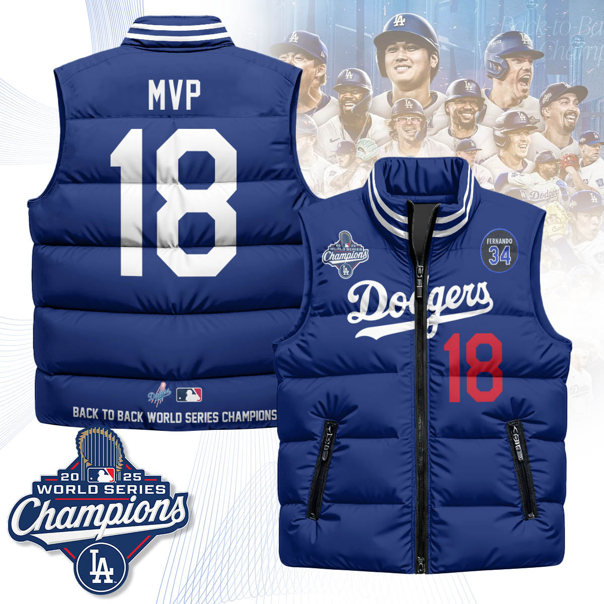 LAD 2025 World Series Champions Puffer Vest