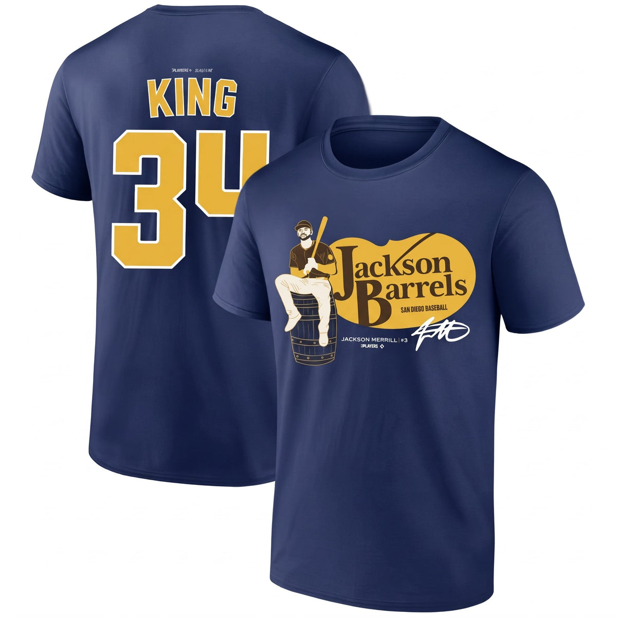 SD Jackson Barrels Jackson Merrill #3 Two Sides T-Shirt - Printed