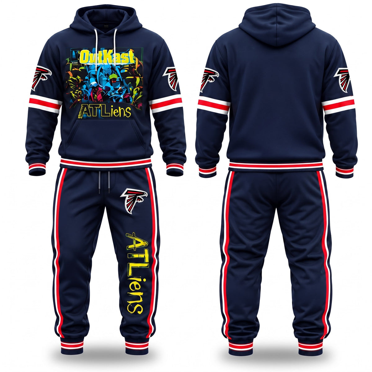 ATL ATliens Streetwear Hoodie Pants Set - Printed