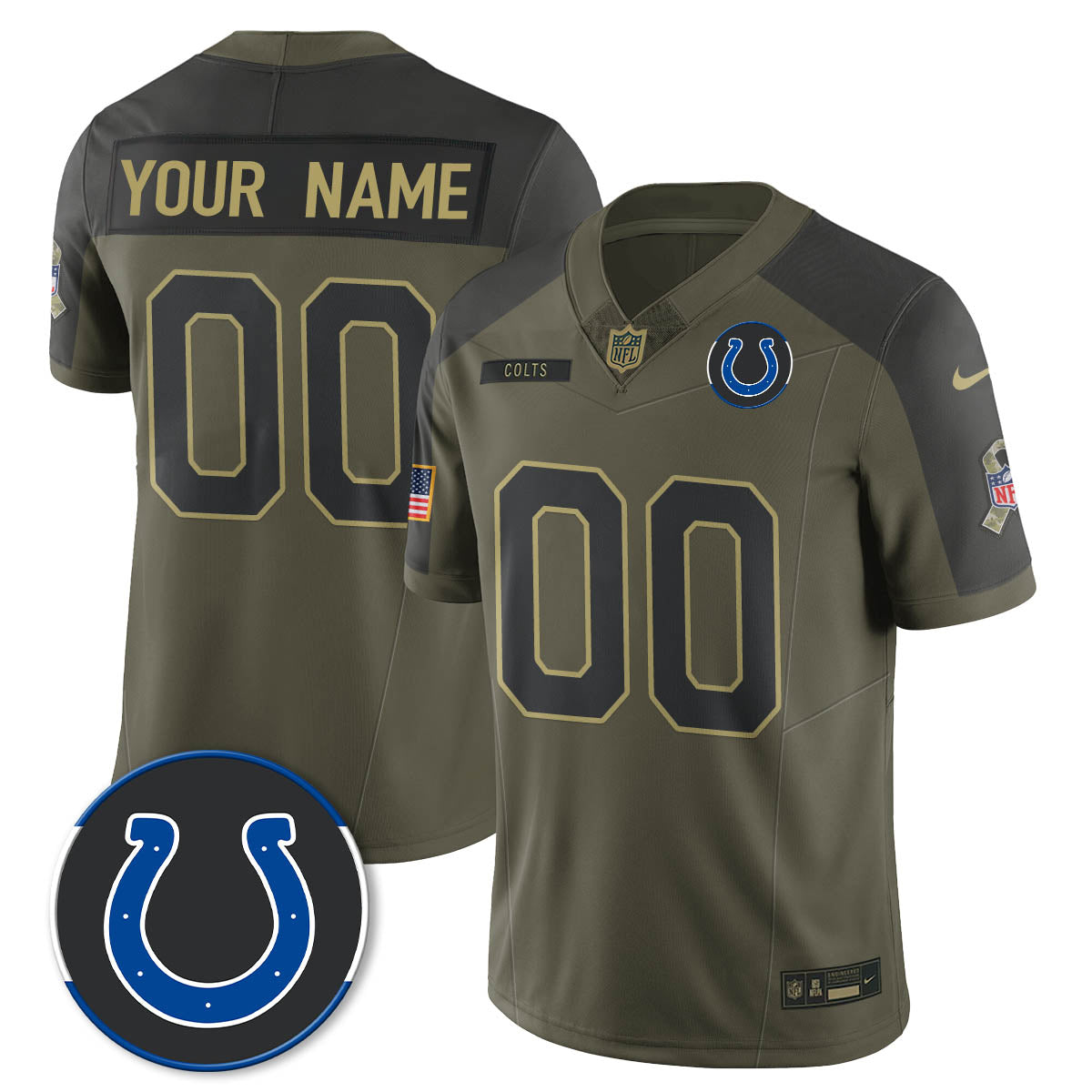 Custom IND 2025 Salute to Service Limited Jersey - All Stitched