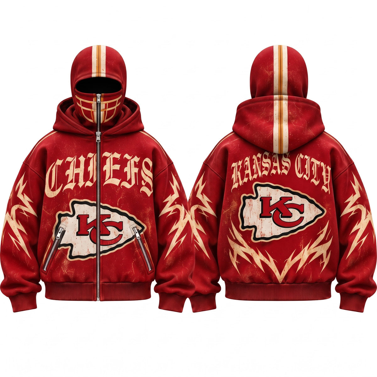 KC Gothic Style Mask Zip Up Hoodie - Printed V1