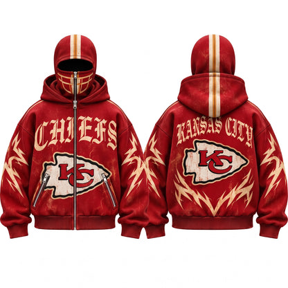 KC Gothic Style Mask Zip Up Hoodie - Printed V1