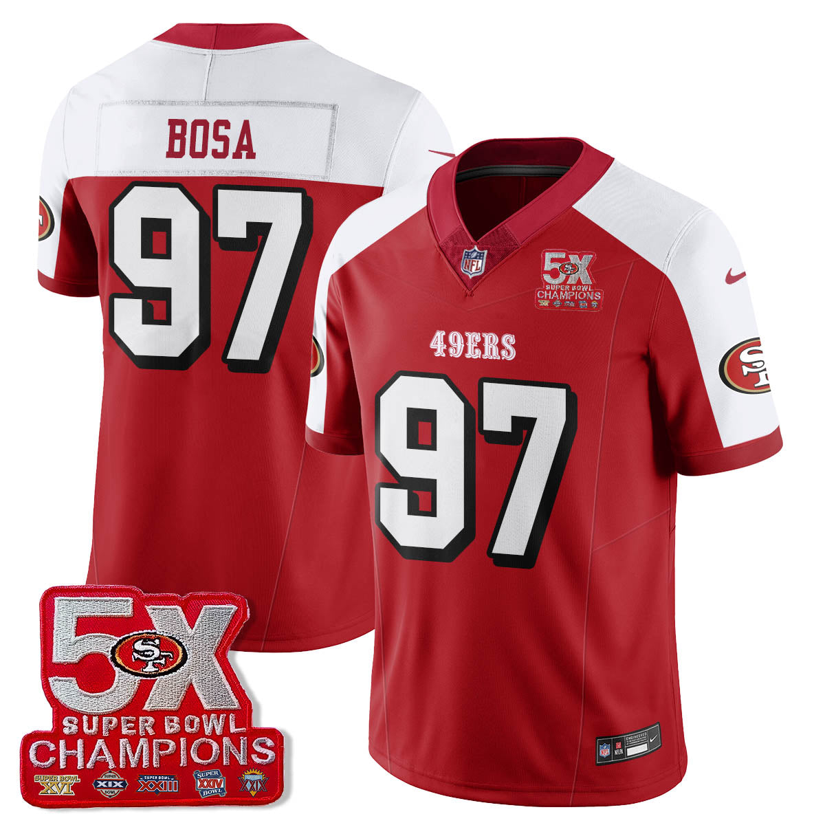 SF 5-Time Champions Patch Vapor Limited Jersey - All Stitched