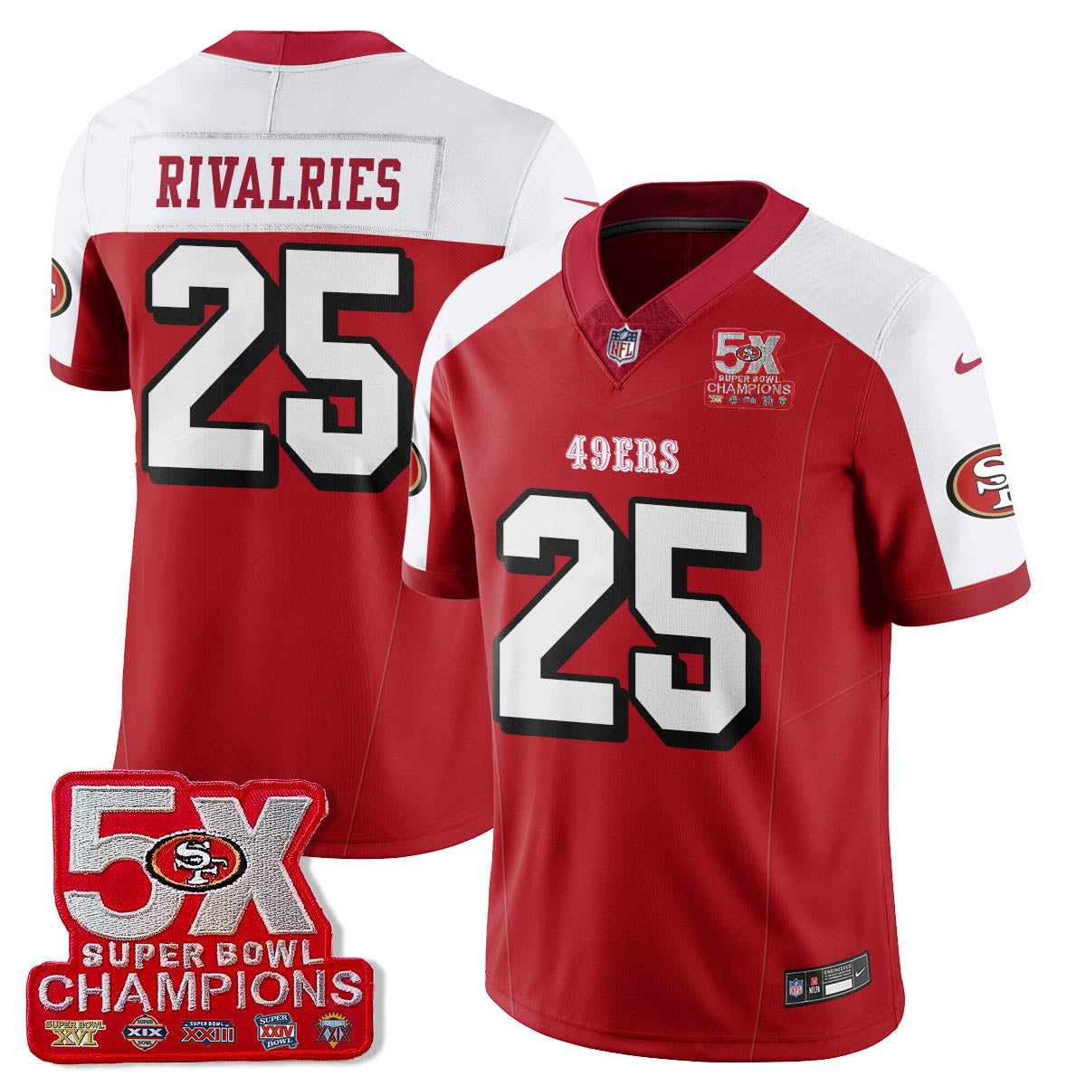 SF 5-Time Champions Patch Vapor Limited Jersey - All Stitched