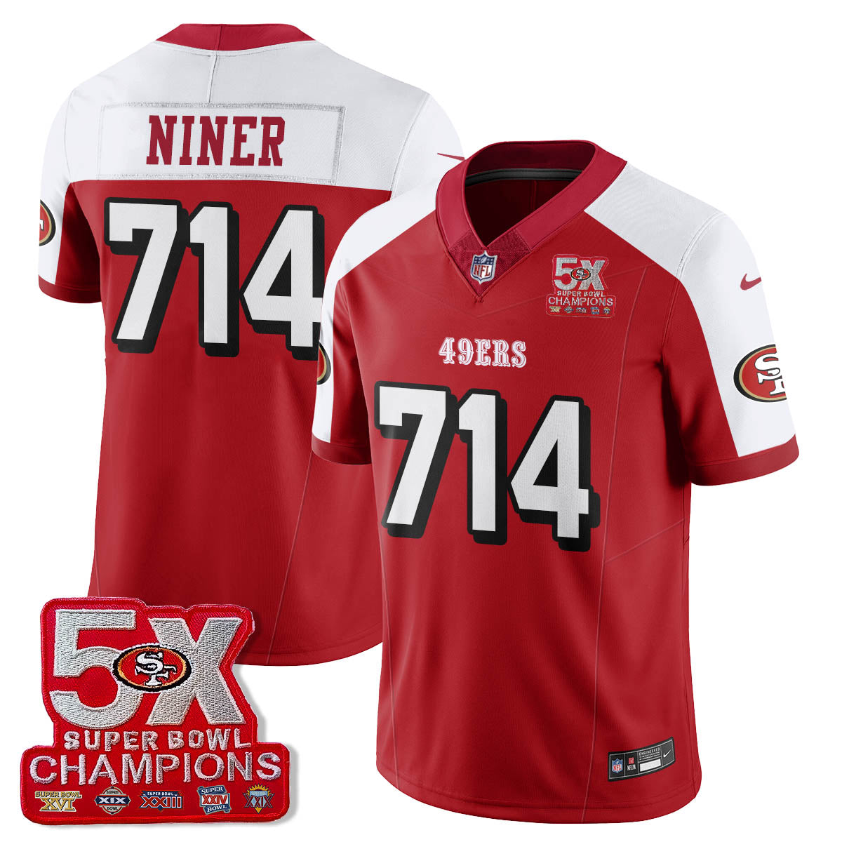 SF 5-Time Champions Patch Vapor Limited Jersey - All Stitched