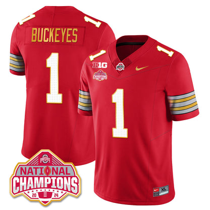 OSU 'Heritage Stripe' 2025 CFP Patch - National Champions Gold Jersey - All Stitched