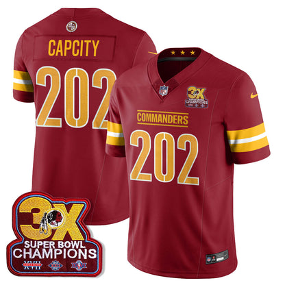 WAS 3-Time Champions Patch Vapor Limited Jersey - All Stitched