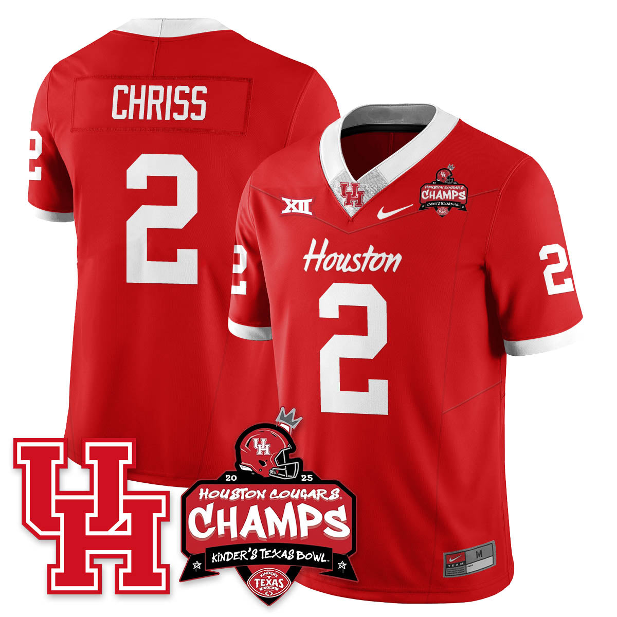 Houston Cougar Football 2025 Kinder's Texas Bowl Champions Jersey - All Stitched