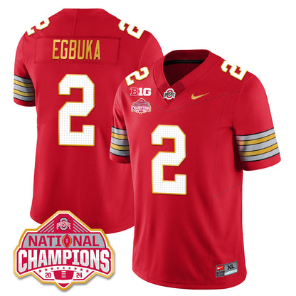 OSU 'Heritage Stripe' 2025 CFP Patch - National Champions Gold Jersey - All Stitched