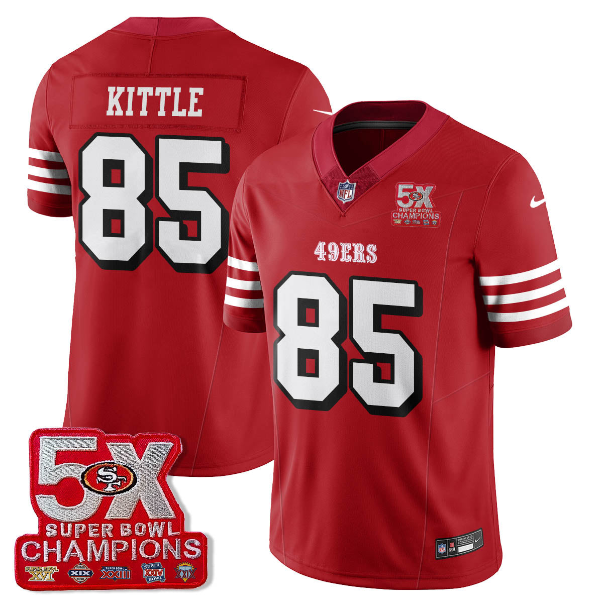 SF 5-Time Champions Patch Vapor Limited Jersey - All Stitched