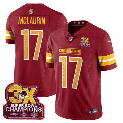 WAS 3-Time Champions Patch Vapor Limited Jersey - All Stitched