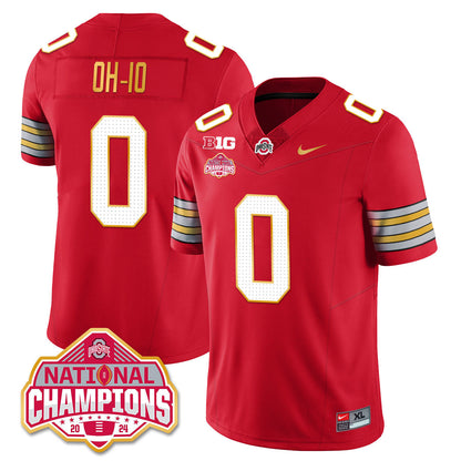 OSU 'Heritage Stripe' 2025 CFP Patch - National Champions Gold Jersey - All Stitched