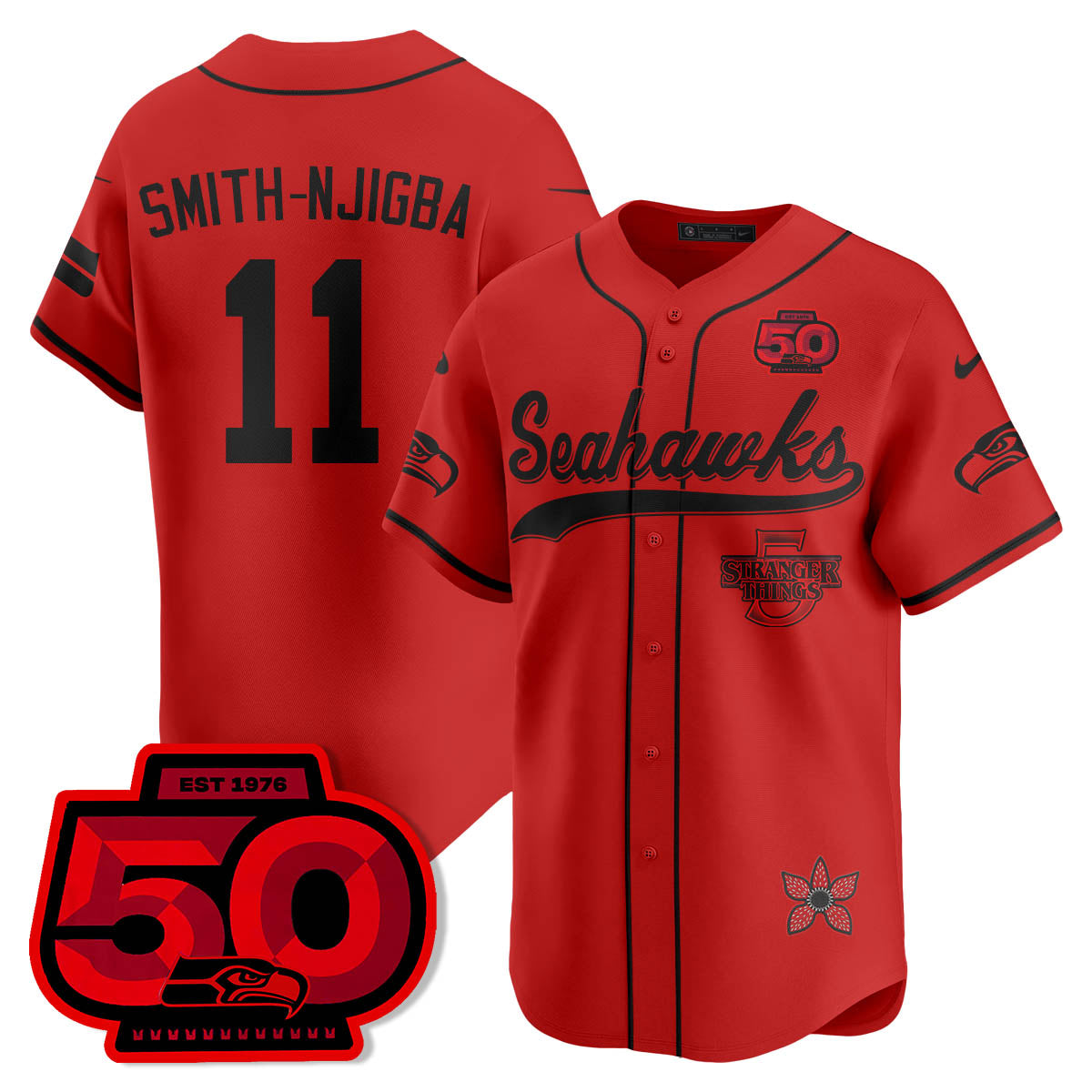 SEA Stranger Things Vapor Limited Baseball Jersey - All Stitched
