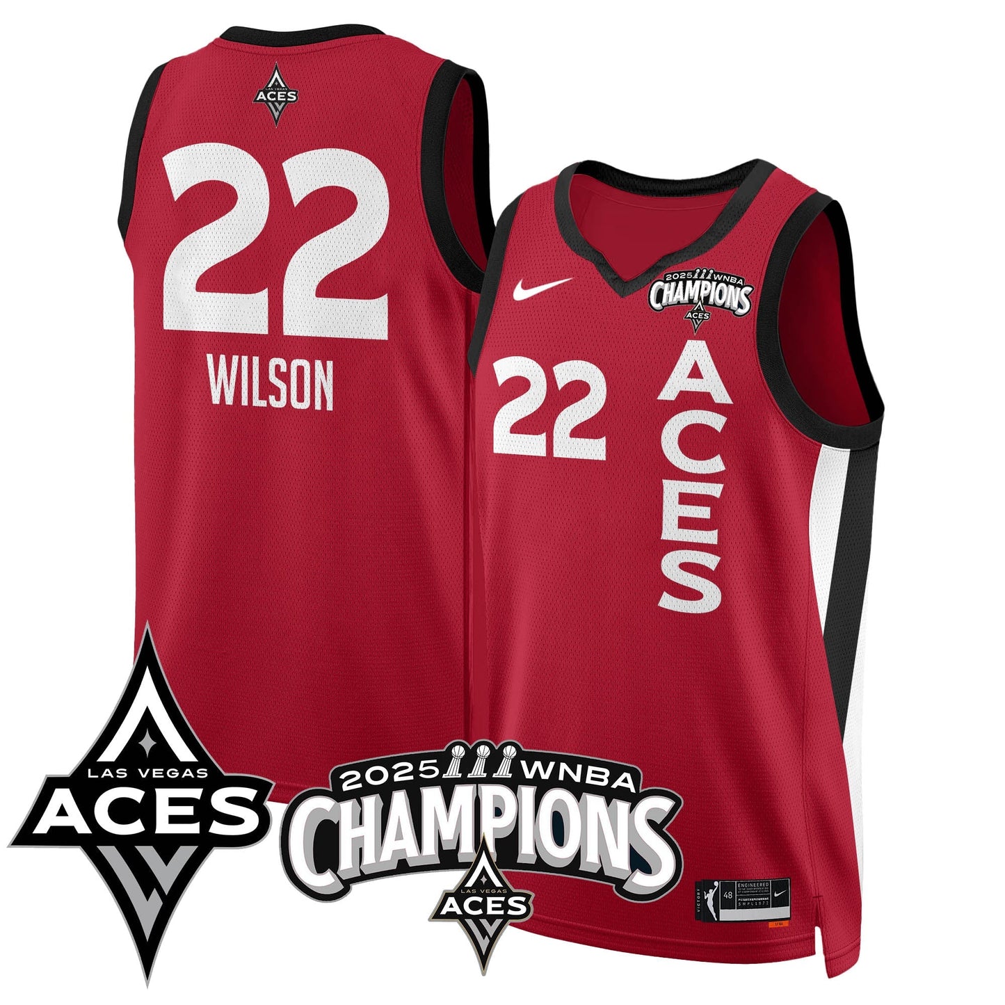 Las Vegas Aces 2025 WNBA Championship Jersey - All Stitched