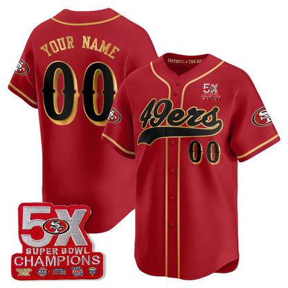 SF 5-Time Champions Patch Vapor Baseball Jersey - All Stitched