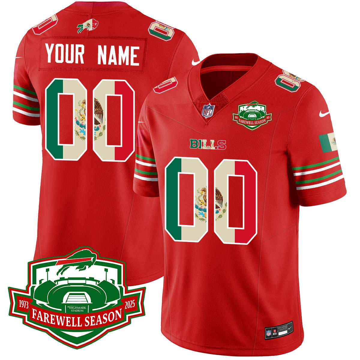 BUF Mexico Vapor Limited Custom Jersey - All Stitched