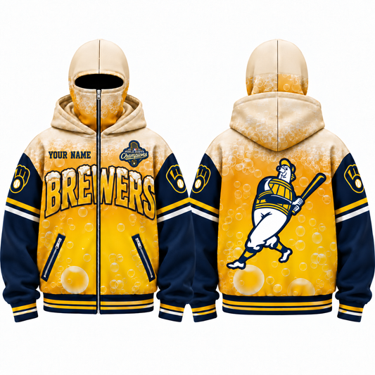 MIL Beer Style Personalized Mask Zip Up Hoodie - Printed (tt)