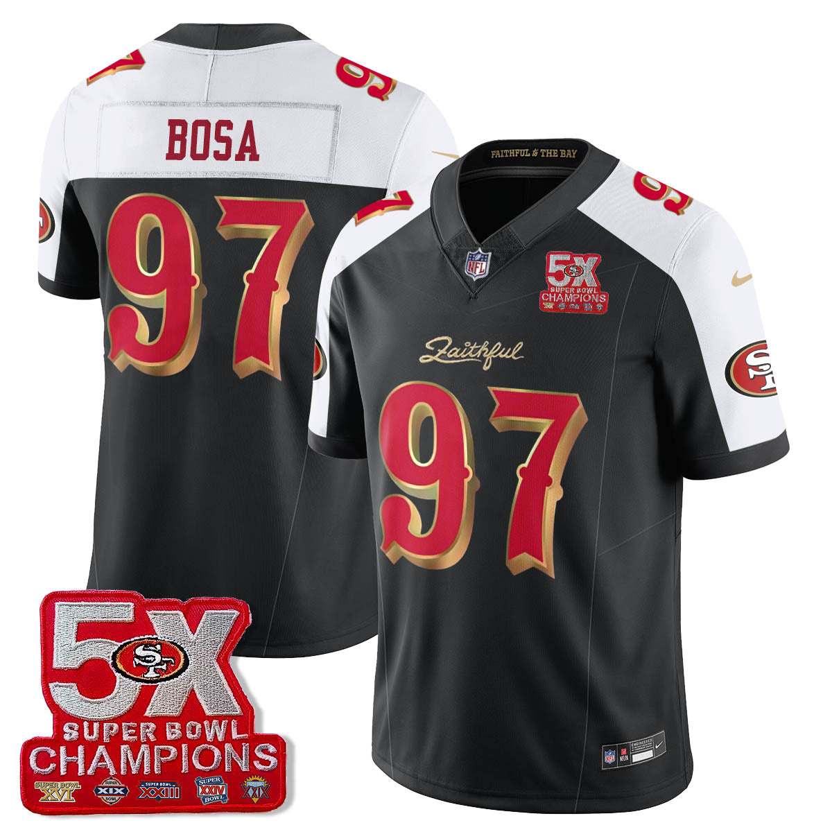 SF 5-Time Champions Patch Vapor Limited Jersey - All Stitched