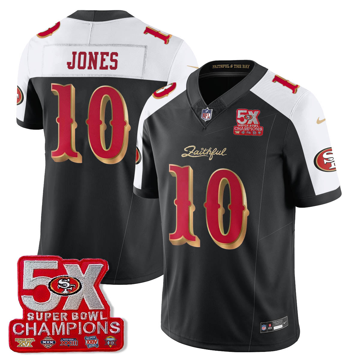 SF 5-Time Champions Patch Vapor Limited Jersey - All Stitched