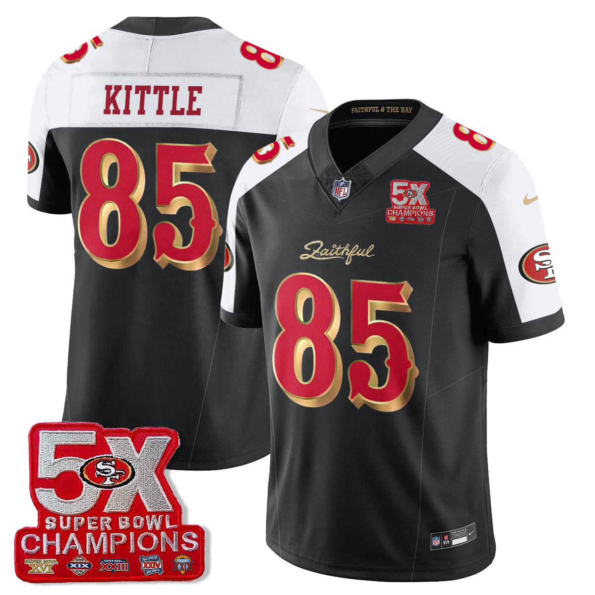 SF 5-Time Champions Patch Vapor Limited Jersey - All Stitched