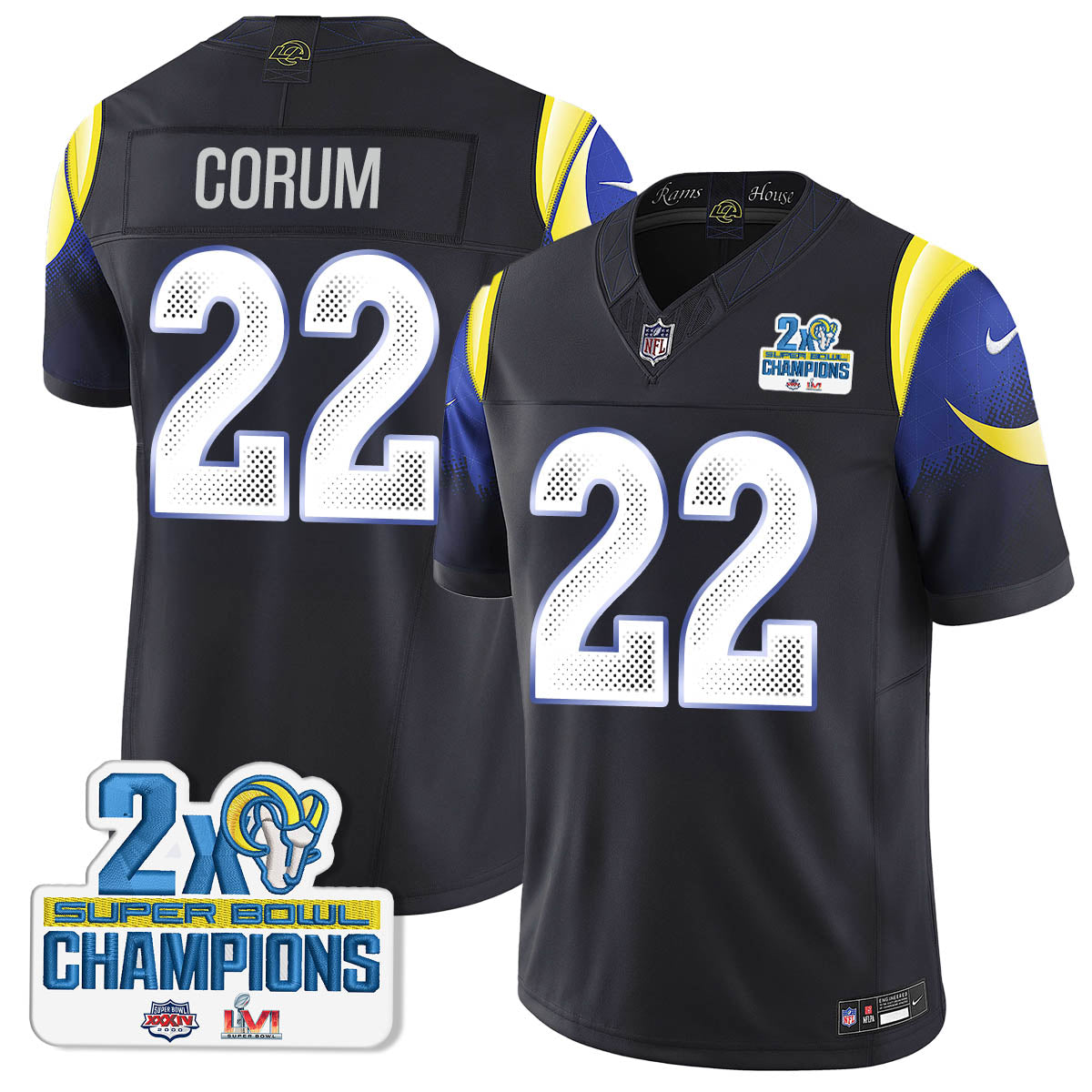 LAR 2-Time Champions Patch Vapor Limited Jersey - All Stitched