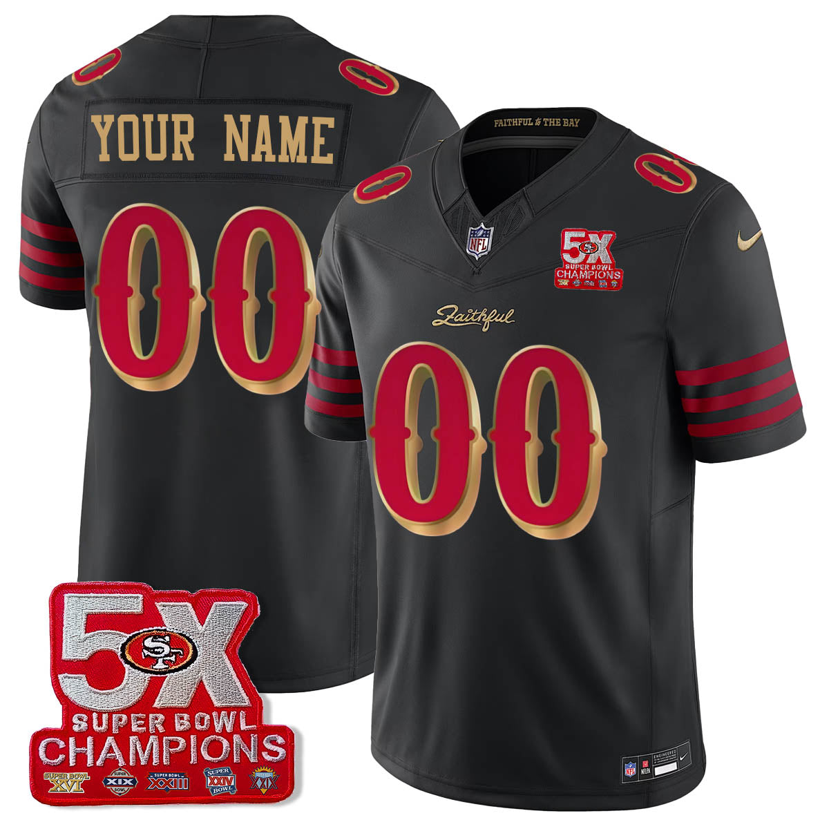SF 5-Time Champions Patch Vapor Limited Jersey - All Stitched