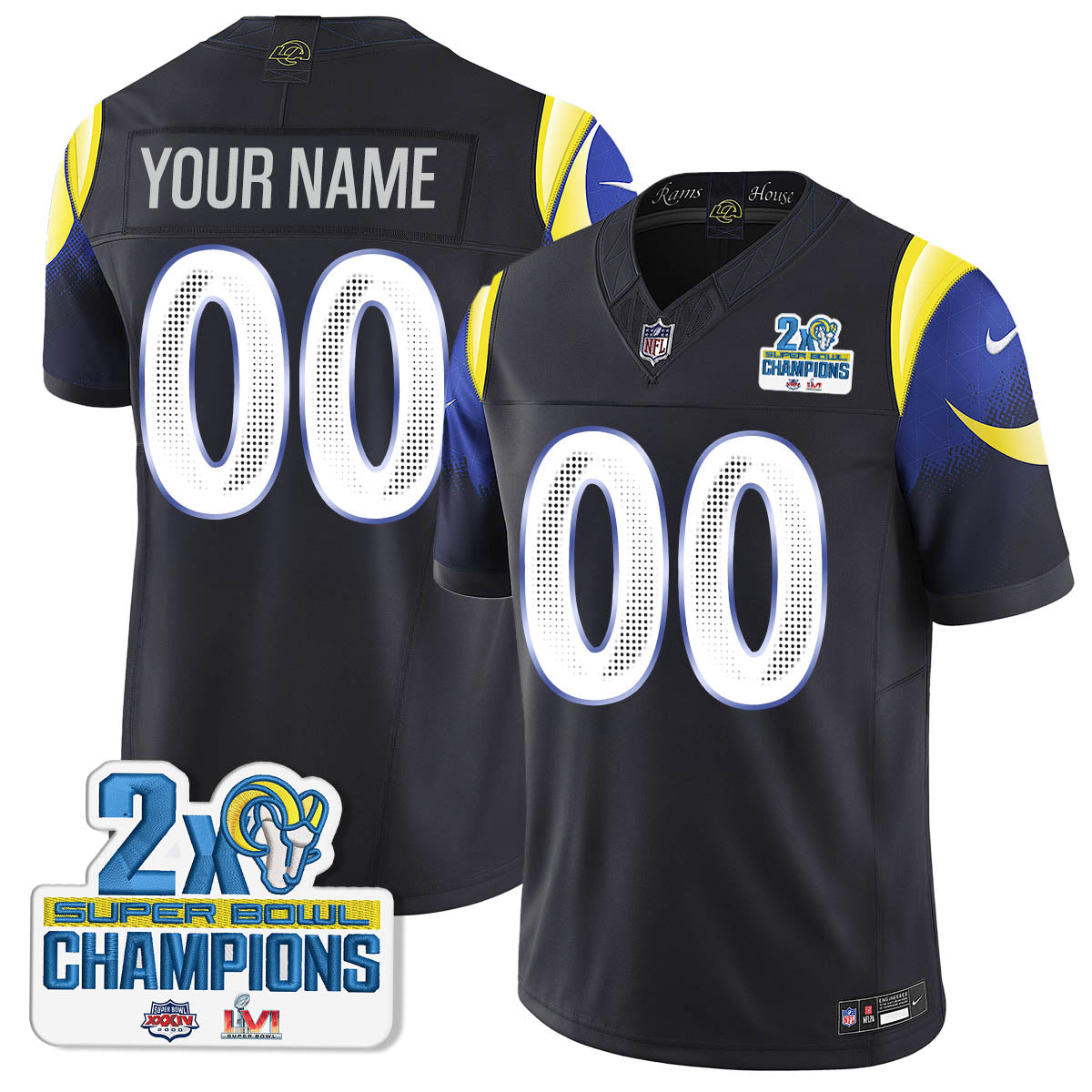 LAR 2-Time Champions Patch Vapor Limited Jersey - All Stitched 1