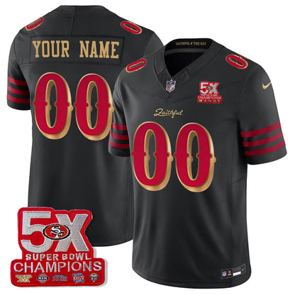 SF 5-Time Champions Patch Vapor Limited Custom Jersey - All Stitched