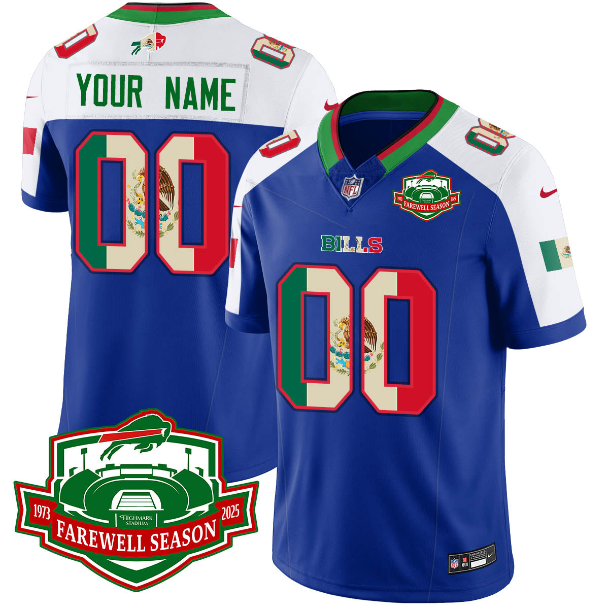 BUF Mexico Vapor Limited Custom Jersey - All Stitched