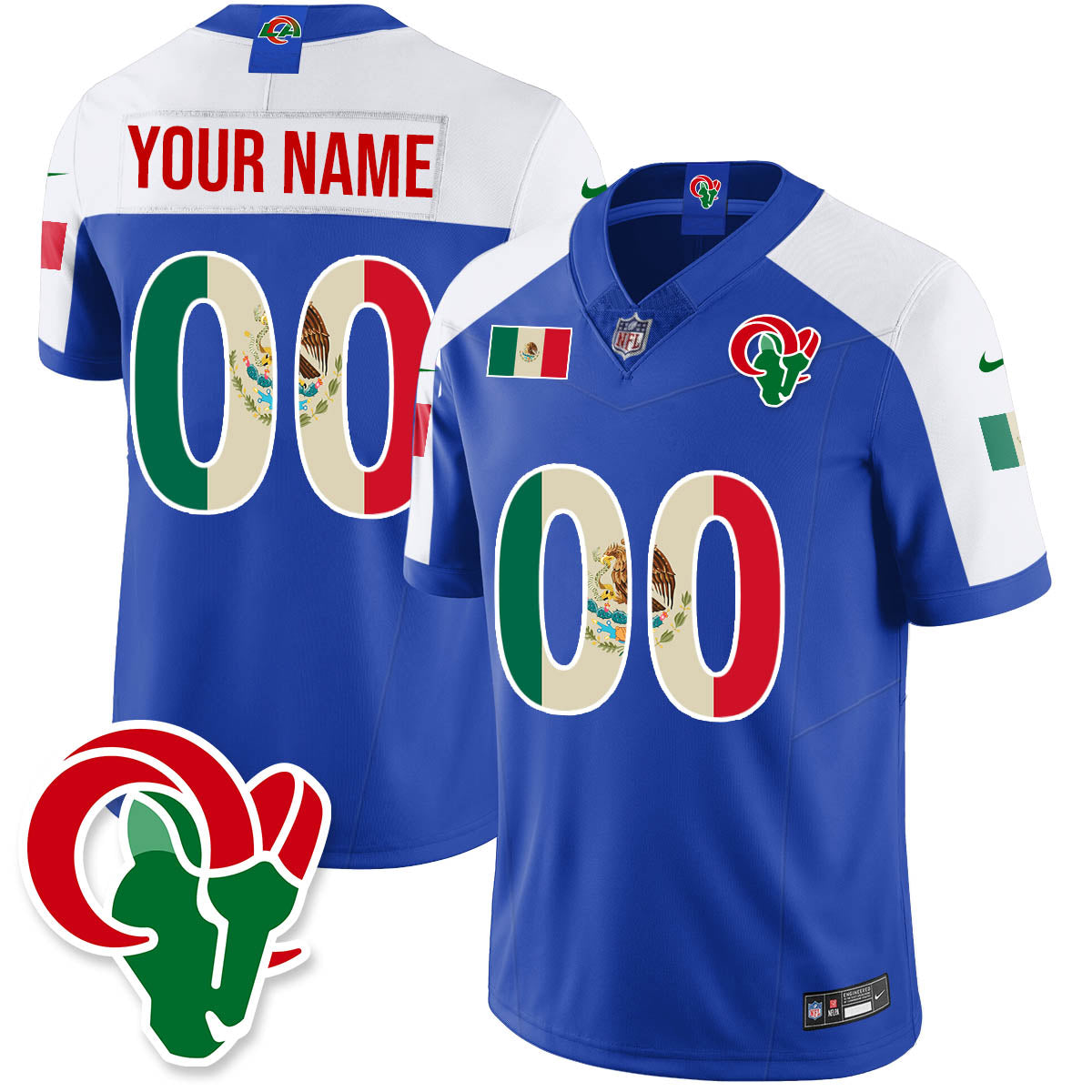 LAR Mexico Vapor Limited Custom Jersey - All Stitched