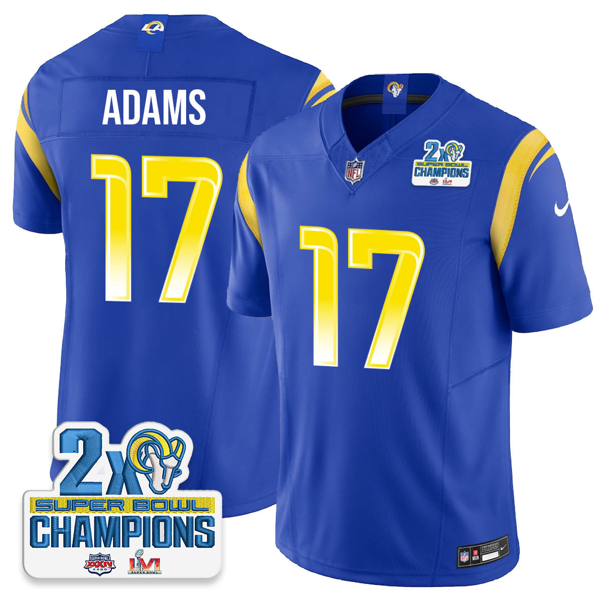 LAR 2-Time Champions Patch Vapor Limited Jersey - All Stitched 1